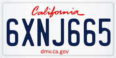 CA license plate 6XNJ665