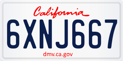 CA license plate 6XNJ667