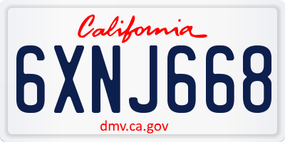 CA license plate 6XNJ668