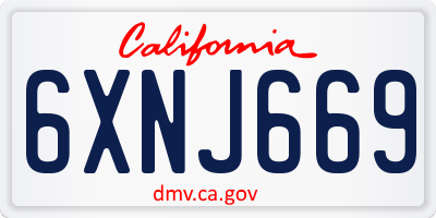CA license plate 6XNJ669