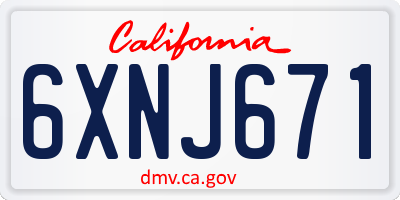 CA license plate 6XNJ671