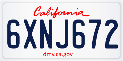 CA license plate 6XNJ672