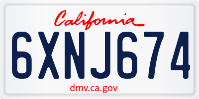 CA license plate 6XNJ674
