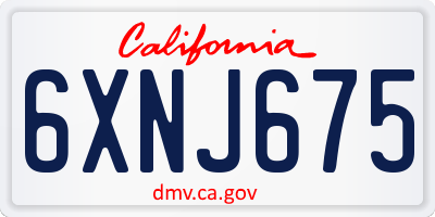 CA license plate 6XNJ675