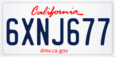 CA license plate 6XNJ677