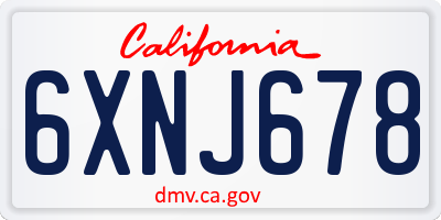 CA license plate 6XNJ678