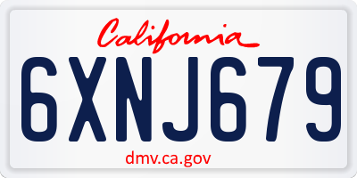 CA license plate 6XNJ679