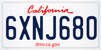 CA license plate 6XNJ680