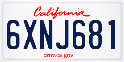 CA license plate 6XNJ681