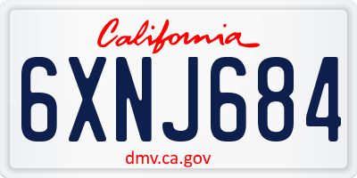 CA license plate 6XNJ684