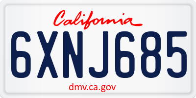 CA license plate 6XNJ685