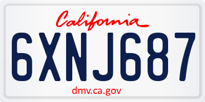 CA license plate 6XNJ687