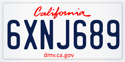 CA license plate 6XNJ689