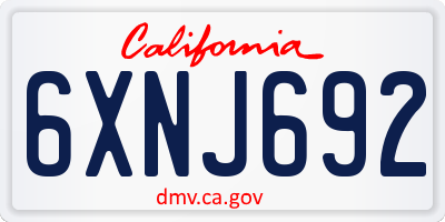 CA license plate 6XNJ692
