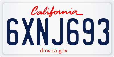 CA license plate 6XNJ693