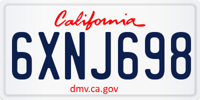 CA license plate 6XNJ698