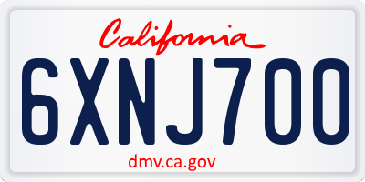 CA license plate 6XNJ700