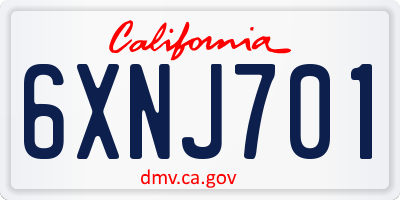 CA license plate 6XNJ701
