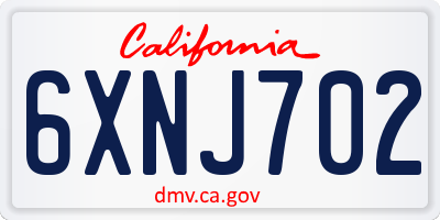 CA license plate 6XNJ702