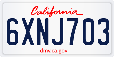 CA license plate 6XNJ703