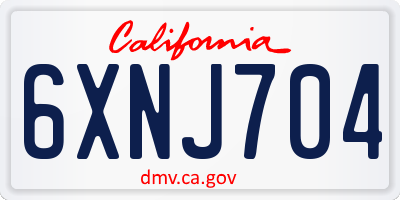 CA license plate 6XNJ704