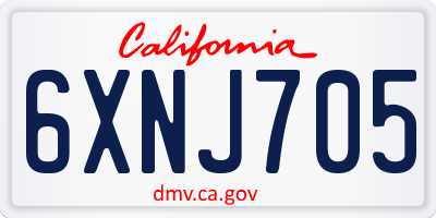 CA license plate 6XNJ705