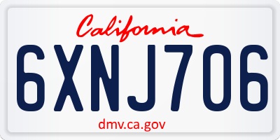 CA license plate 6XNJ706