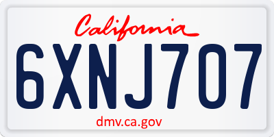 CA license plate 6XNJ707