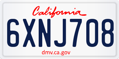 CA license plate 6XNJ708