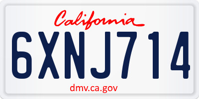 CA license plate 6XNJ714