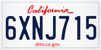 CA license plate 6XNJ715