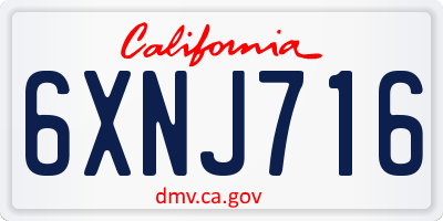 CA license plate 6XNJ716