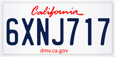 CA license plate 6XNJ717