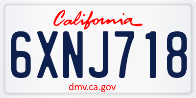CA license plate 6XNJ718