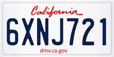 CA license plate 6XNJ721