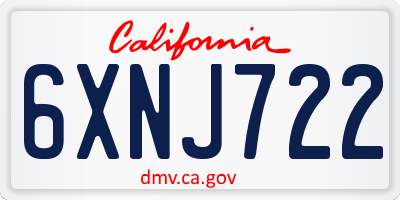 CA license plate 6XNJ722