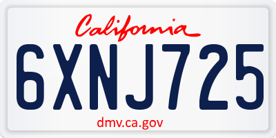 CA license plate 6XNJ725