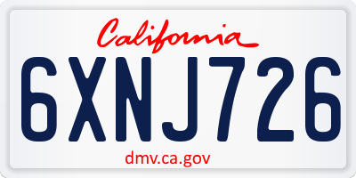 CA license plate 6XNJ726