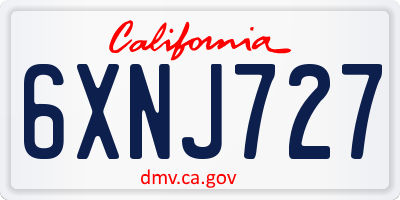 CA license plate 6XNJ727