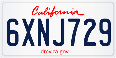 CA license plate 6XNJ729