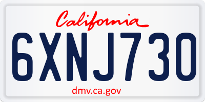 CA license plate 6XNJ730