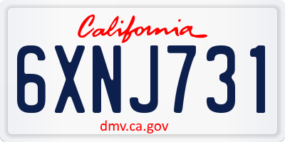 CA license plate 6XNJ731