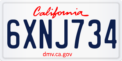 CA license plate 6XNJ734