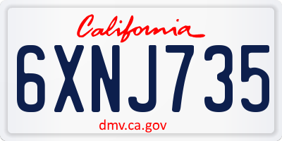 CA license plate 6XNJ735