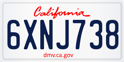 CA license plate 6XNJ738