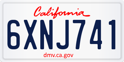 CA license plate 6XNJ741