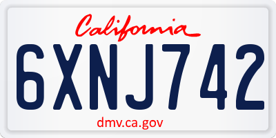 CA license plate 6XNJ742