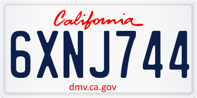 CA license plate 6XNJ744