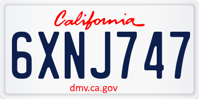 CA license plate 6XNJ747