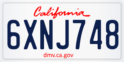 CA license plate 6XNJ748